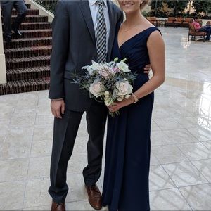 David’s Bridal navy bridesmaid dress